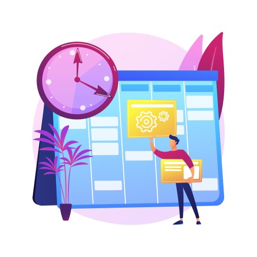 Set up daily schedule abstract concept vector illustration. Set up daily schedule abstract concept vector illustration. Quarantine daily routine, schedule your day staying home, self-organization during pandemic, set up study calendar abstract metaphor.